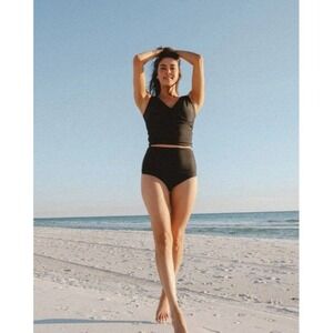 Honey Mark 2 Piece Swimsuit Womens 3XL Black Basil Wrap Top High Waist Bottoms